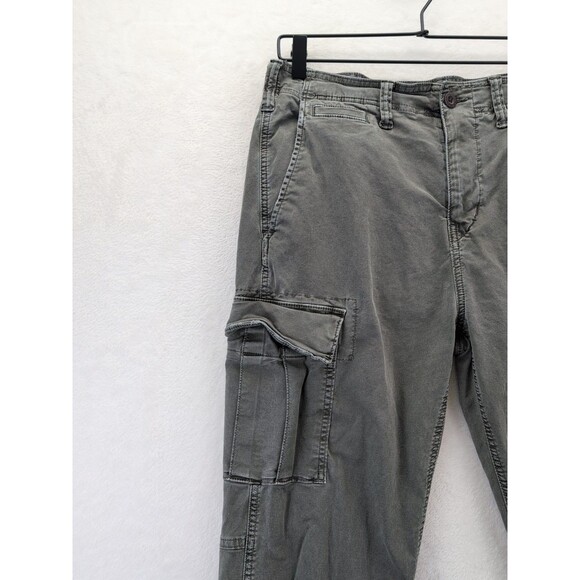 American Eagle Flex Cargo Pants Mens 32x34 Green Slim Straight With Ankle Ties - Picture 3 of 16